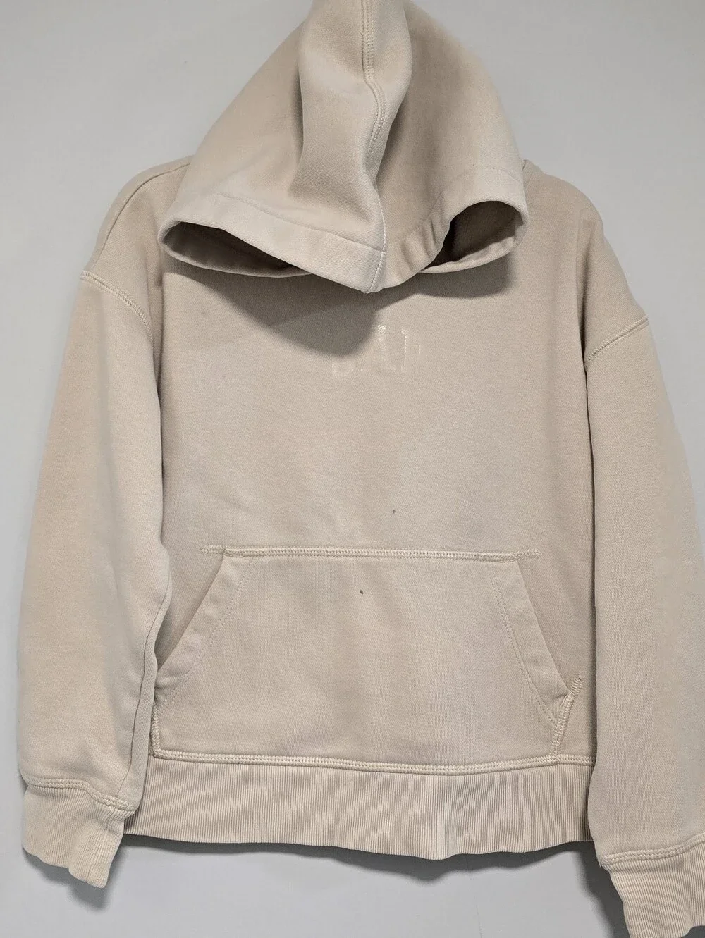 GAP Kids Hooded Pullover Sweatshirt Beige with Minor Flaw.